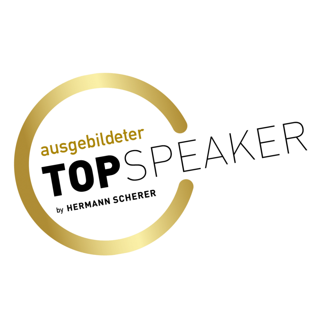 Logo "ausgebildeter TopSpeaker by Hermann Scherer"